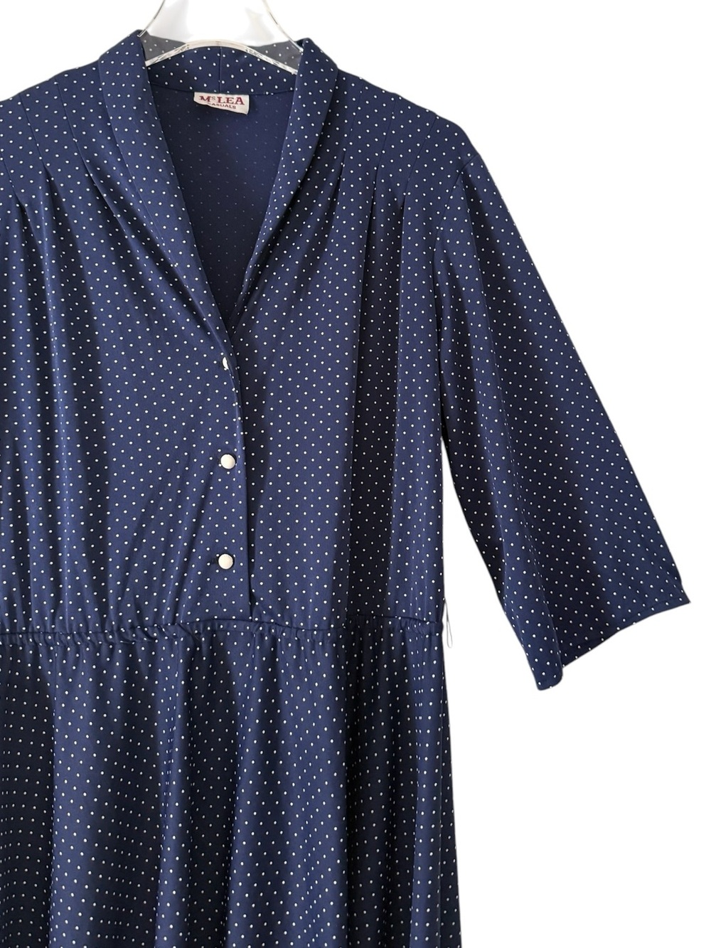 Navy & White Polka Dot Vintage Dress Fits Like Size Large